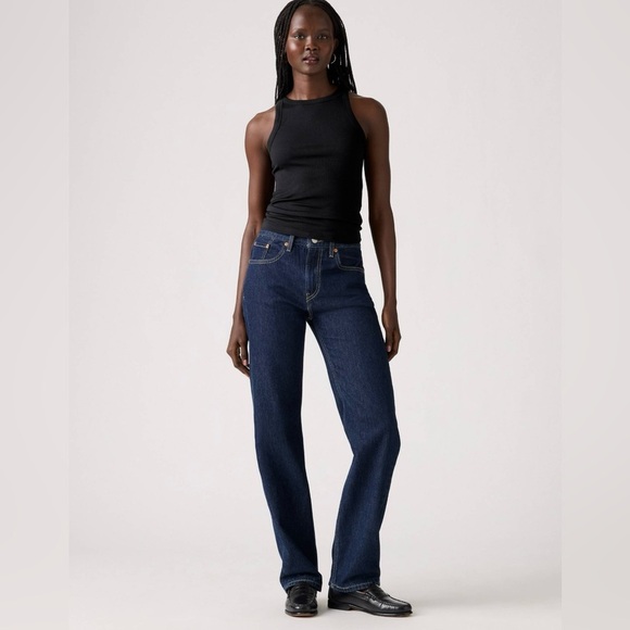 Levi's|Women’s Low Pro Relaxed Fit,Pinstriped Blue Denim Jeans•straight leg,NWT - Picture 16 of 16